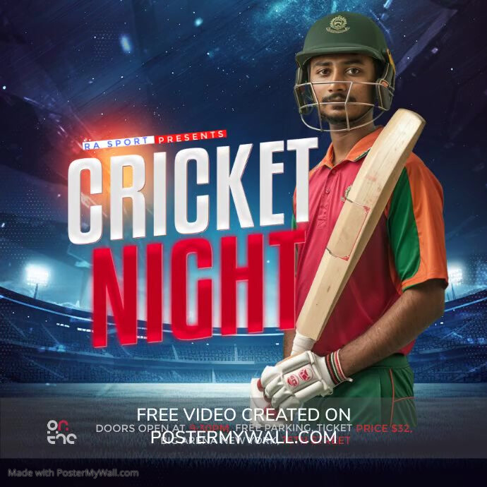 Cricket Turf Rend Poster Sample Cricket Tournament Template | PosterMyWall