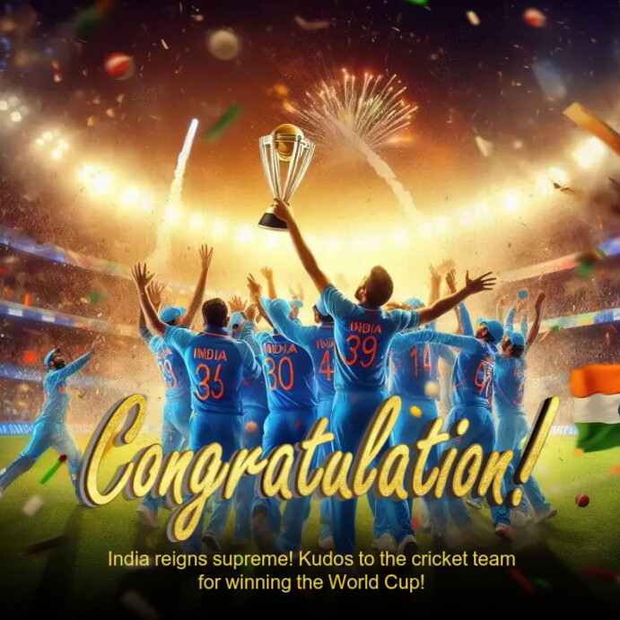Congratulations Player Cricket World Cup, sports, congratulations in Template | PosterMyWall