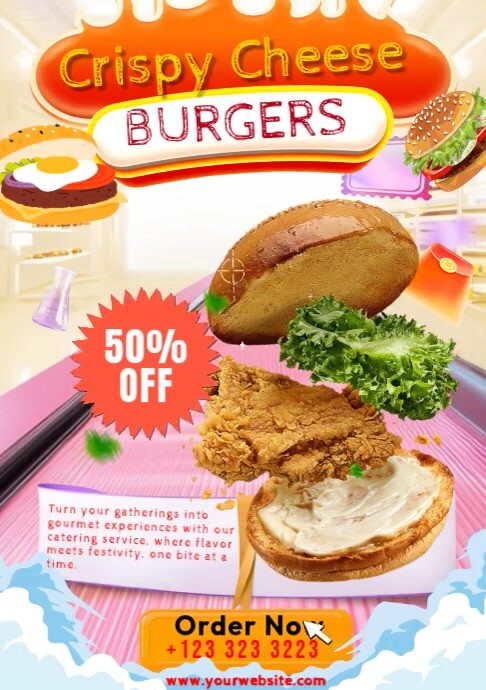 Crispy Cheese Burger Menu Template | PosterMyWall