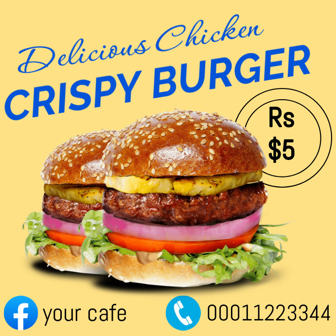 Crispy chicken burger post template | PosterMyWall