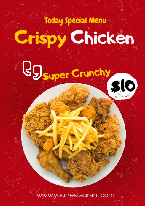 Crispy Chicken Restaurant Menu A2 template