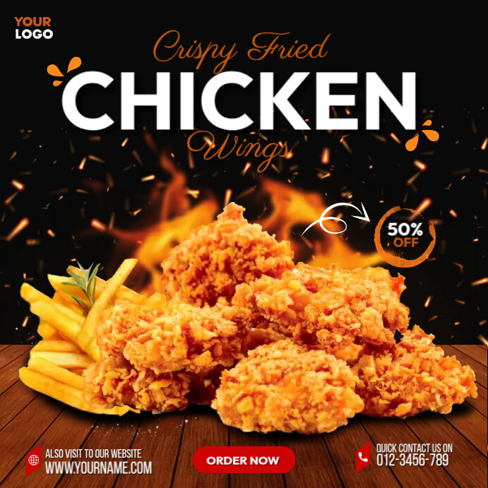 Crispy Fried Chicken Menu Flyer Template | PosterMyWall