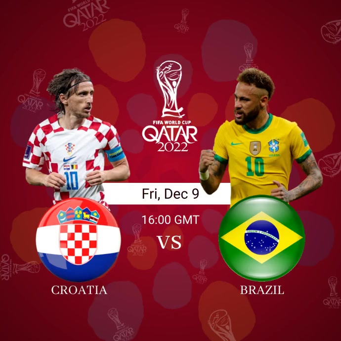 Croatia vs Brazil FIFA world cup 2022 flyer v Instagram na Post template