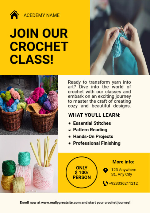 Croche Class Crochet Class Templat | PosterMyWall