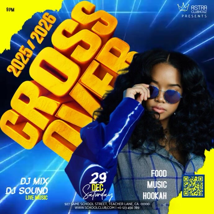 cross over 2026 night club lounge event party template Square (1:1)