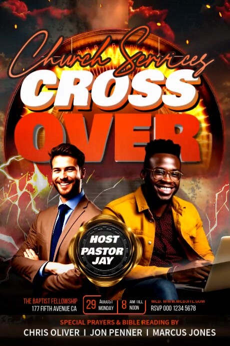 Cross Over Church Event Poster template
