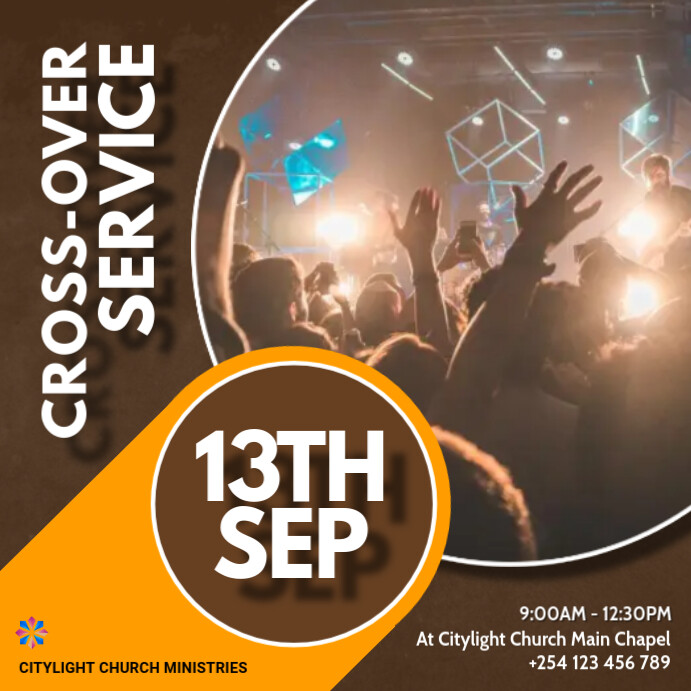 cross over church service flyer template Square (1:1)