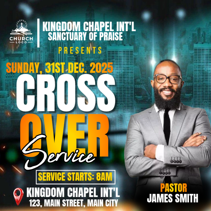 cross over night service flyer Template | PosterMyWall