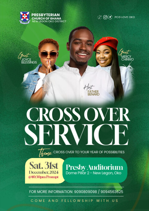 Cross Over Service Poster Design A4 template
