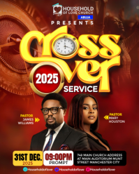Red New Year Crossover Church Service Instagram Portrait Template