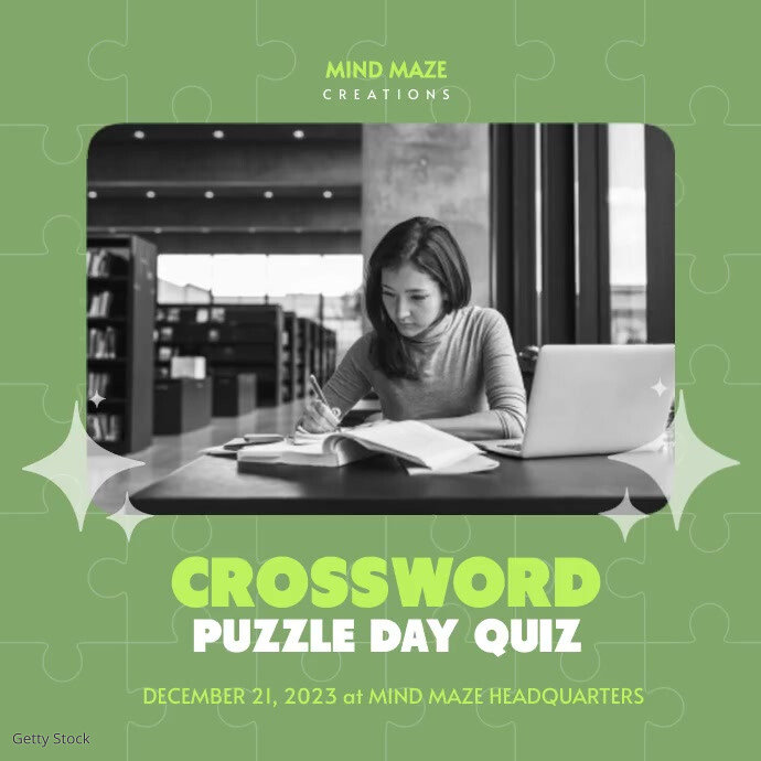 Crossword Puzzle Day Slideshow Green Template PosterMyWall