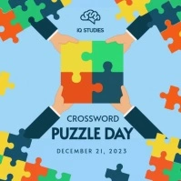 Crossword Puzzle Day Square Animated Video Instagram Post template