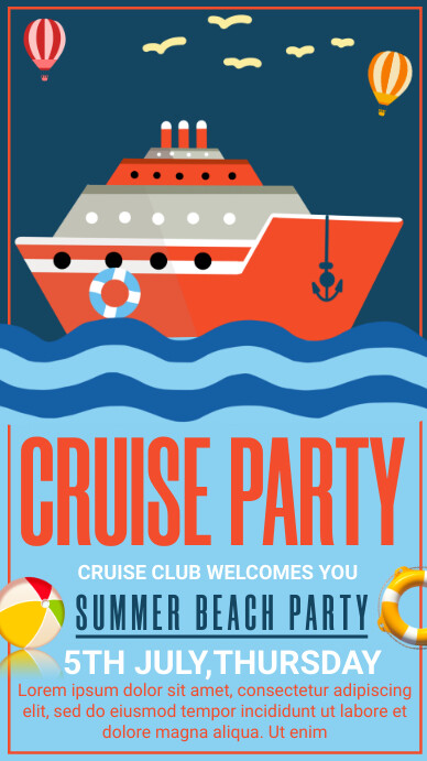 cruise party, summer, retail, event, party Instagram Story template