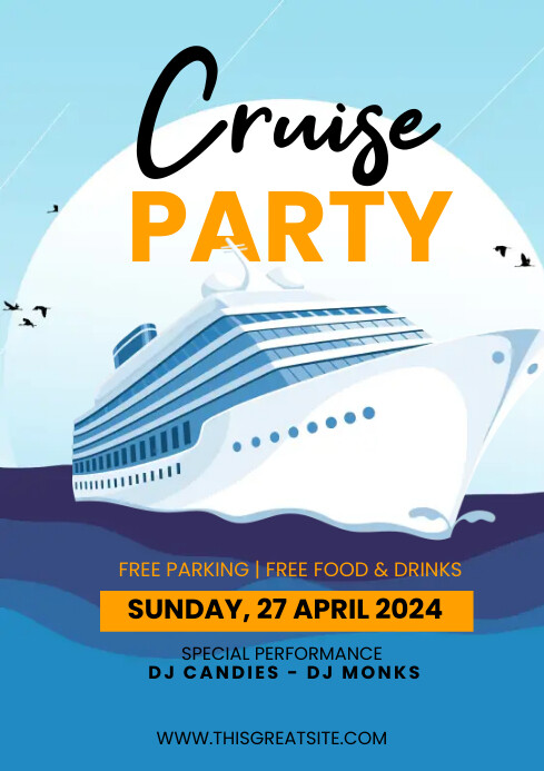 Cruise Party cartoon design template A4