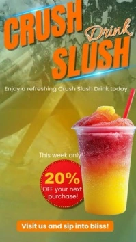 Crush Slush Drink Promo Template – Refreshing Summer Beverage Ad for Social Media & Retail Instagram Reel