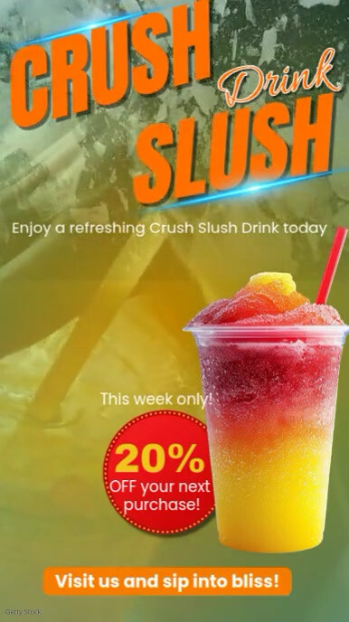 Crush Slush Drink Promo Template – Refreshing Summer Beverage Ad for Social Media & Retail Rolka Instagram