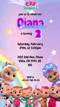 Cry baby invitation Digital Display (9:16) template