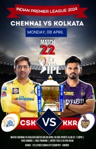 Csk vs kkr ipl match poster Template Tabloid