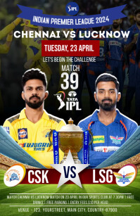 Dc vs Csk Ipl match poster Template | PosterMyWall