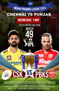 Pbks vs csk pl match Poster Template | PosterMyWall