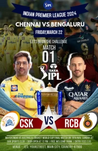 Csk vs Rcb ipl match poster Template Tabloid