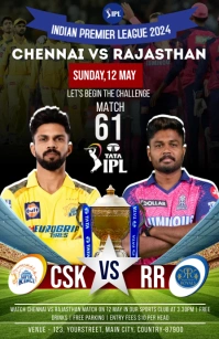 Csk vs rr ipl match Poster Template Tabloid