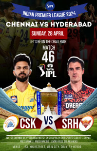 Csk vs rr ipl match Poster Template | PosterMyWall