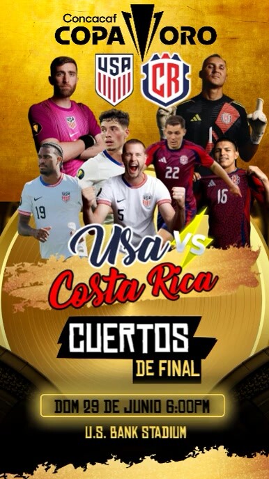 Cuartos de final copa oro  usa vs costa rica Instagram Reel template