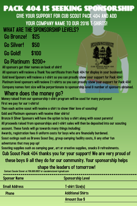 Cub Scout Sponsorship Flyer Template Postermywall