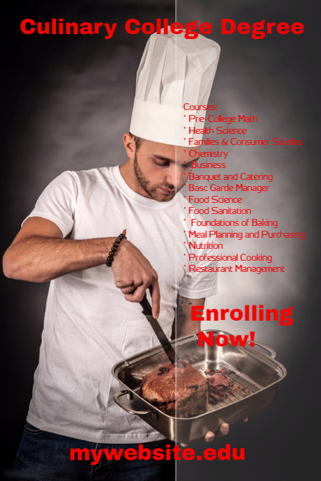 culinary college degree program template postermywall