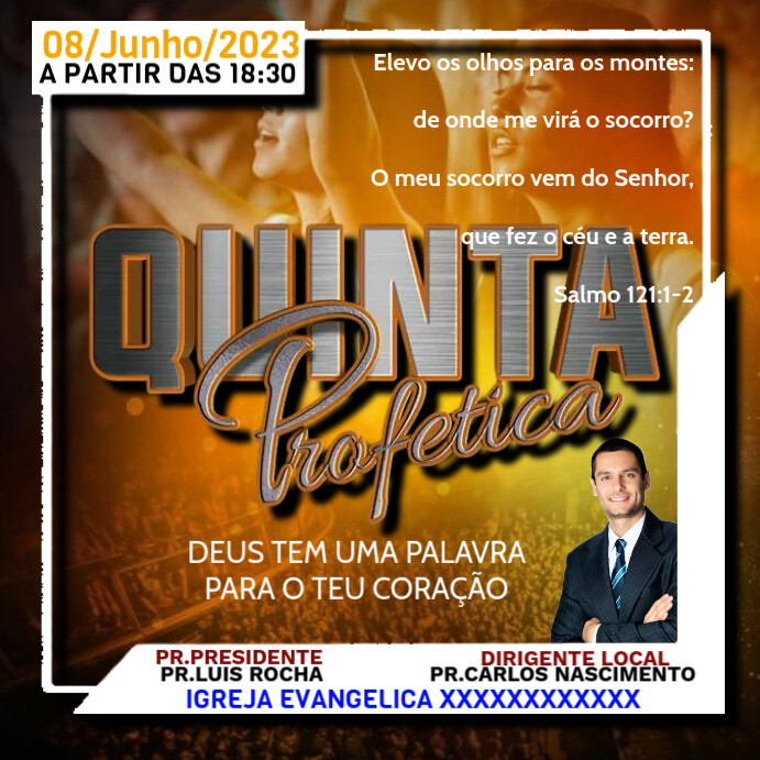 Culto profético Wpis na Instagrama template