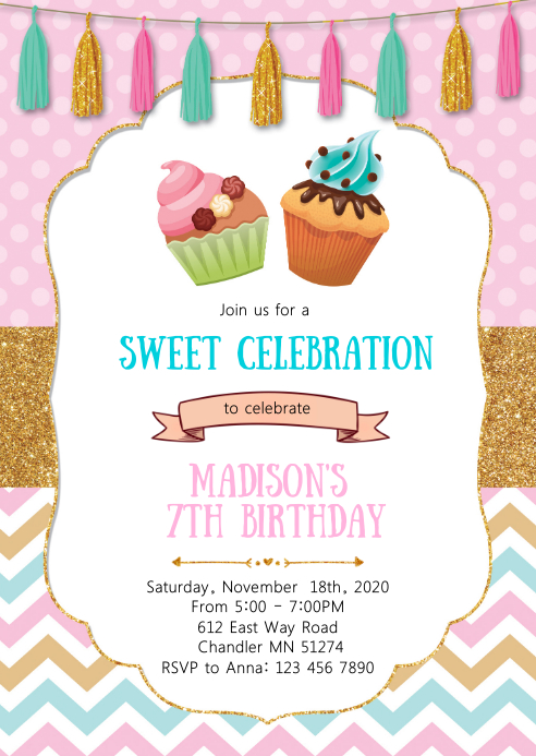 Modele Invitation De Fete D Anniversaire De Petit Gateau Et Muffin Postermywall Modele Invitation De Fete D Anniversaire De Petit Gateau Et Muffin Postermywall