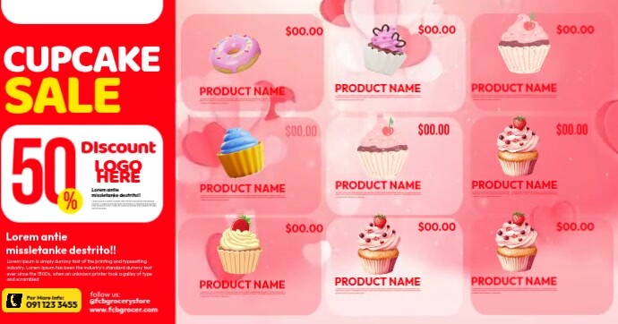 Cupcake Catalog Banner Imagem partilhada do Facebook template