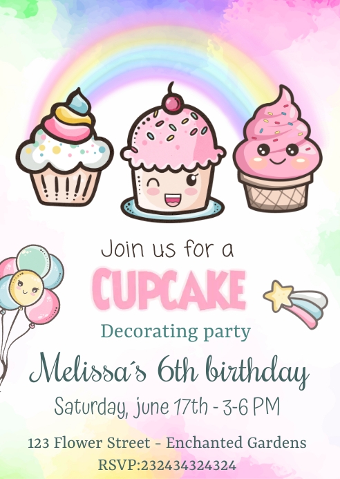 Cupcake Invitation Template PosterMyWall