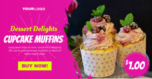Розовый Dessert Promotion Facebook Shared Image Template