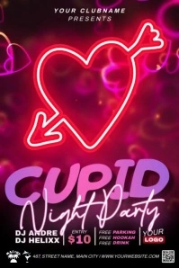 Cupid Night Neon Poster template