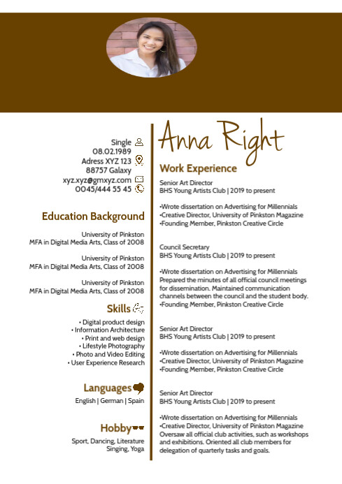 Curriculum Vitae Cv Resume Template Idea Postermywall