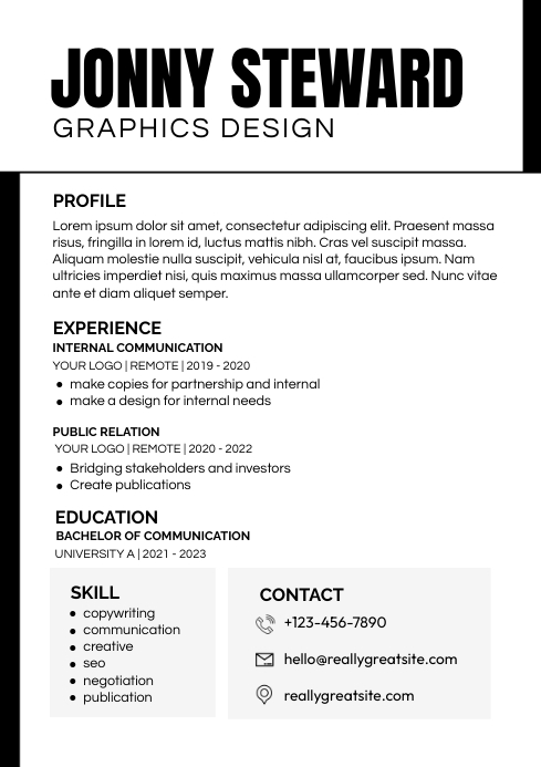 Copy of Curriculum Vitae | PosterMyWall