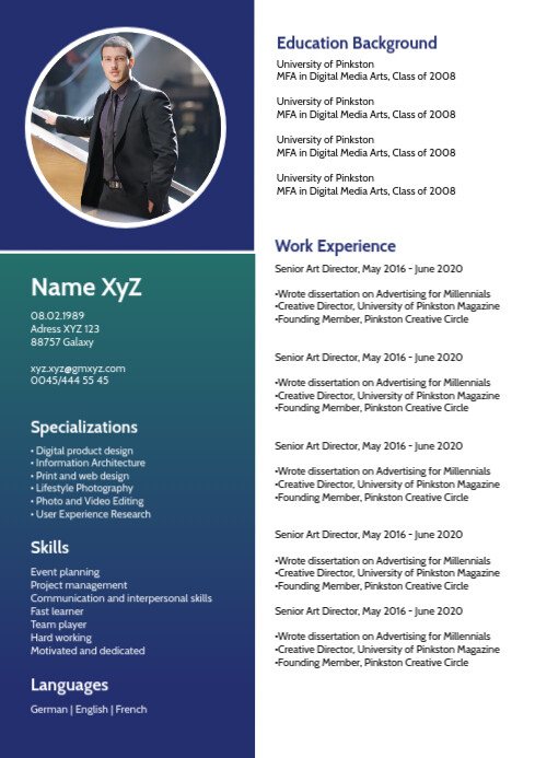 Cv Card Example Curriculum vitae Lebenslauf Skills Card CV Template | PosterMyWall