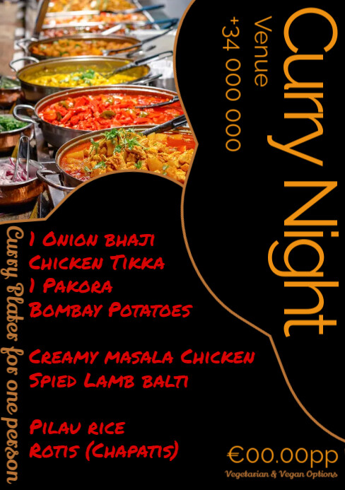 Curry Night Menu Template | PosterMyWall