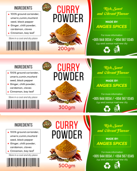 Curry Powder Packaging Template | PosterMyWall