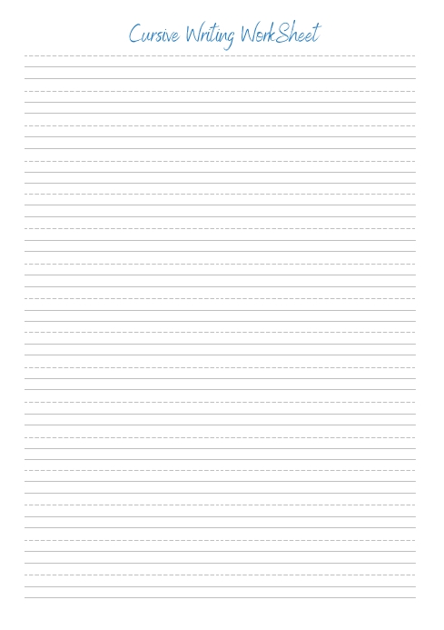 Cursive Writing Worksheet - Teaching School, A4 template