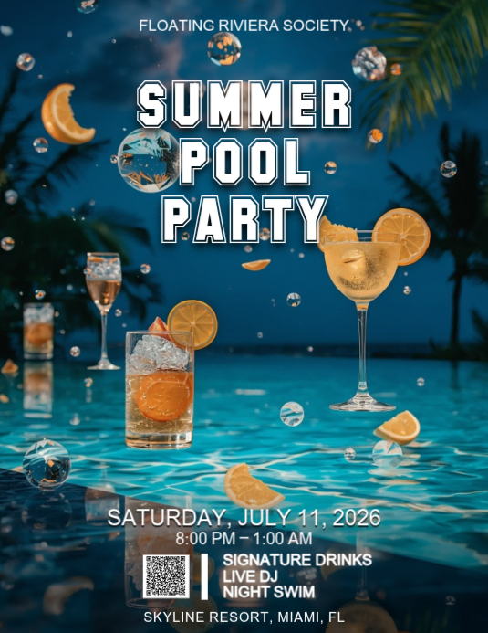 Summer Pool Party Flyers Template | PosterMyWall