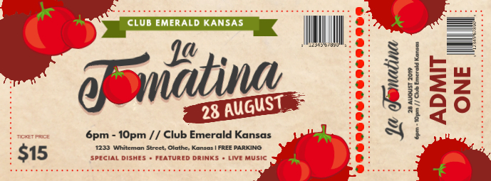 Custom Modern Tomato Festival Ticket Facebook 封面图片 template