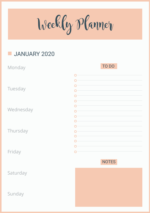 Custom Modern Weekly Planner Template | PosterMyWall