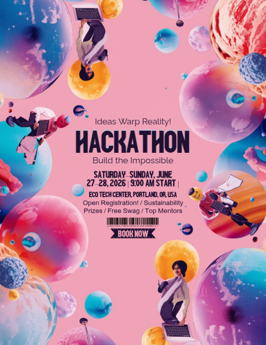 Red Hackathon Event Flyers Template | PosterMyWall