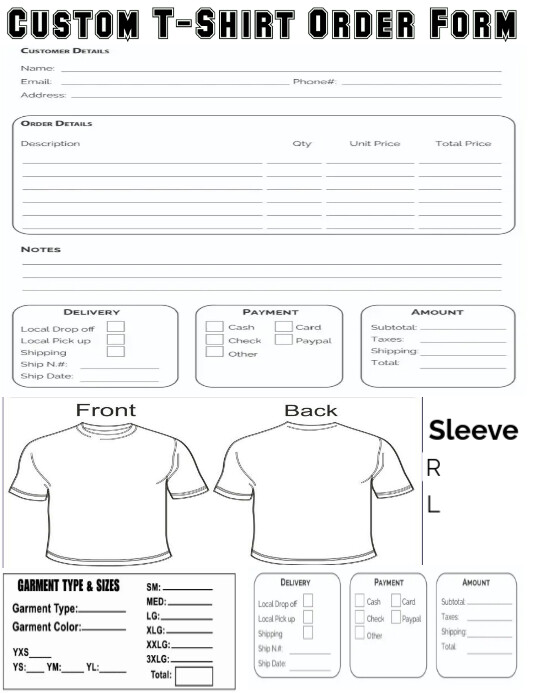 Custom T-Shirt Order Form Flyer (Letter pang-US) template