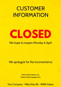 Customer information Poster flyer closed corona A4 template