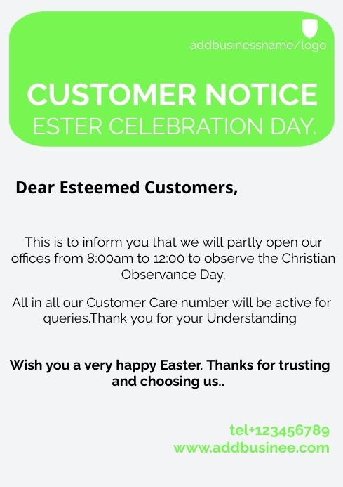 Notice Customer Examples Plantilla de De Atención Al Cliente | PosterMyWall