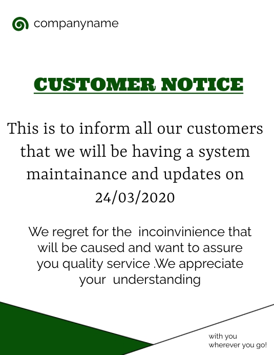 Copy of customer notice | PosterMyWall